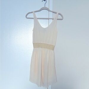 Aritzia silk white dress with gold details in XS